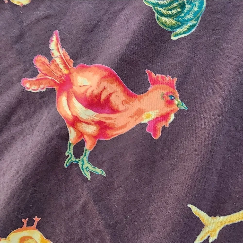 April Cornell Farm House Chicken & Rooster Tablecloth Napkins Chocolate Brown